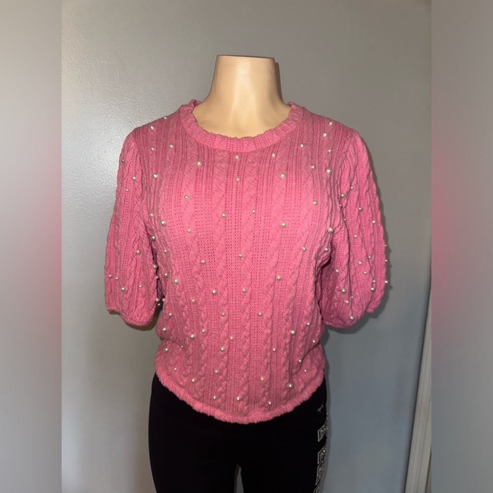 Zara pink pearled sweater